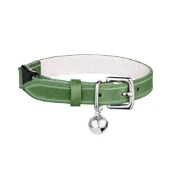 Collier En Cuir Pour Chat Collection Velouté -Produits Chien Chat Magasin Designer Luxury Cat Collar Cheshire and Wain Fern Green