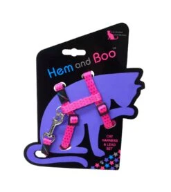 Harnais Et Laisse à Pois Pour Chat -Produits Chien Chat Magasin Hem and Boo Pink Spotty Cat Harness Lead Set