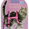 Harnais Et Laisse Couleur Unie Pour Chat -Produits Chien Chat Magasin Kitty and Co Snag Free Pink Cat Harness Lead Set