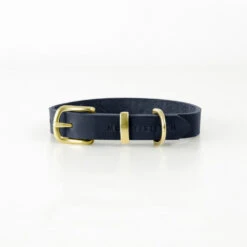 Collier Pour Chien En Cuir Souple The Classic -Produits Chien Chat Magasin collar navy gold min