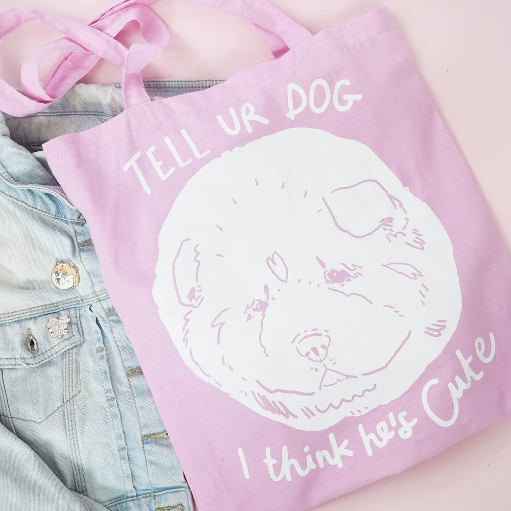 Tell UR Dog I Think He's Cute Tote Bag 3 Tell UR Dog I Think He's Cute Tote Bag