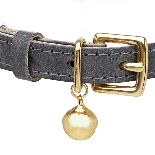 Collier Pour Chat En Cuir Gris 4 Collier Pour Chat En Cuir Gris – Image 2