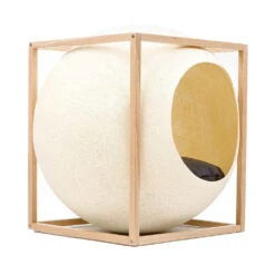 Le Cube Meyou -Produits Chien Chat Magasin web cat cube wood champagne meyou paris side