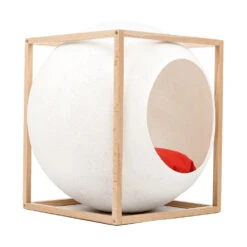 Le Cube Meyou -Produits Chien Chat Magasin web cat cube wood ivory meyou paris side