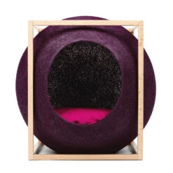 Le Cube Meyou -Produits Chien Chat Magasin web cat cube wood plum meyou paris front